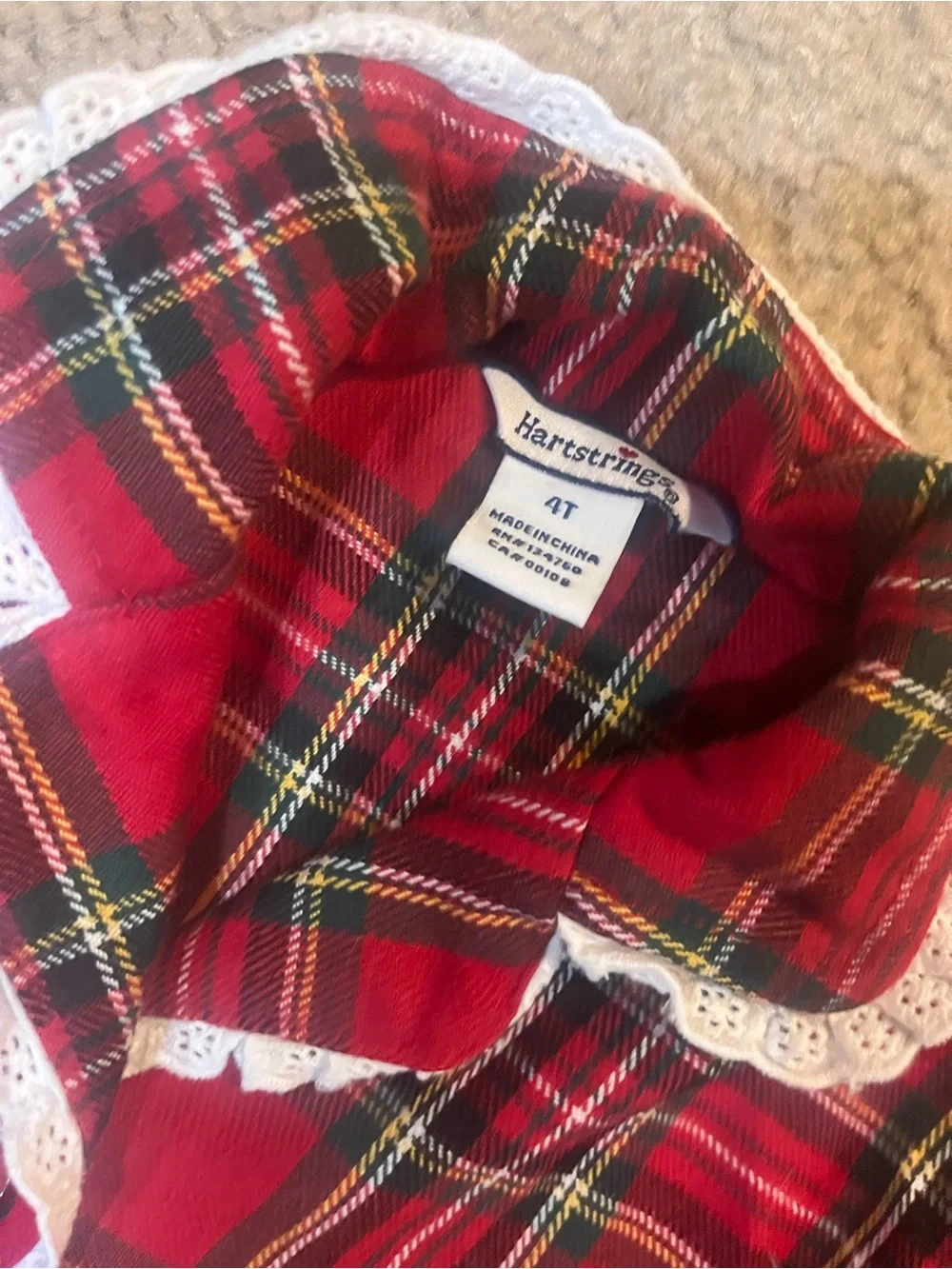 Girls' Red Plaid vintage  Cotton Pajama Set - Classic Holiday Sleepwear 4T